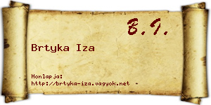 Brtyka Iza névjegykártya